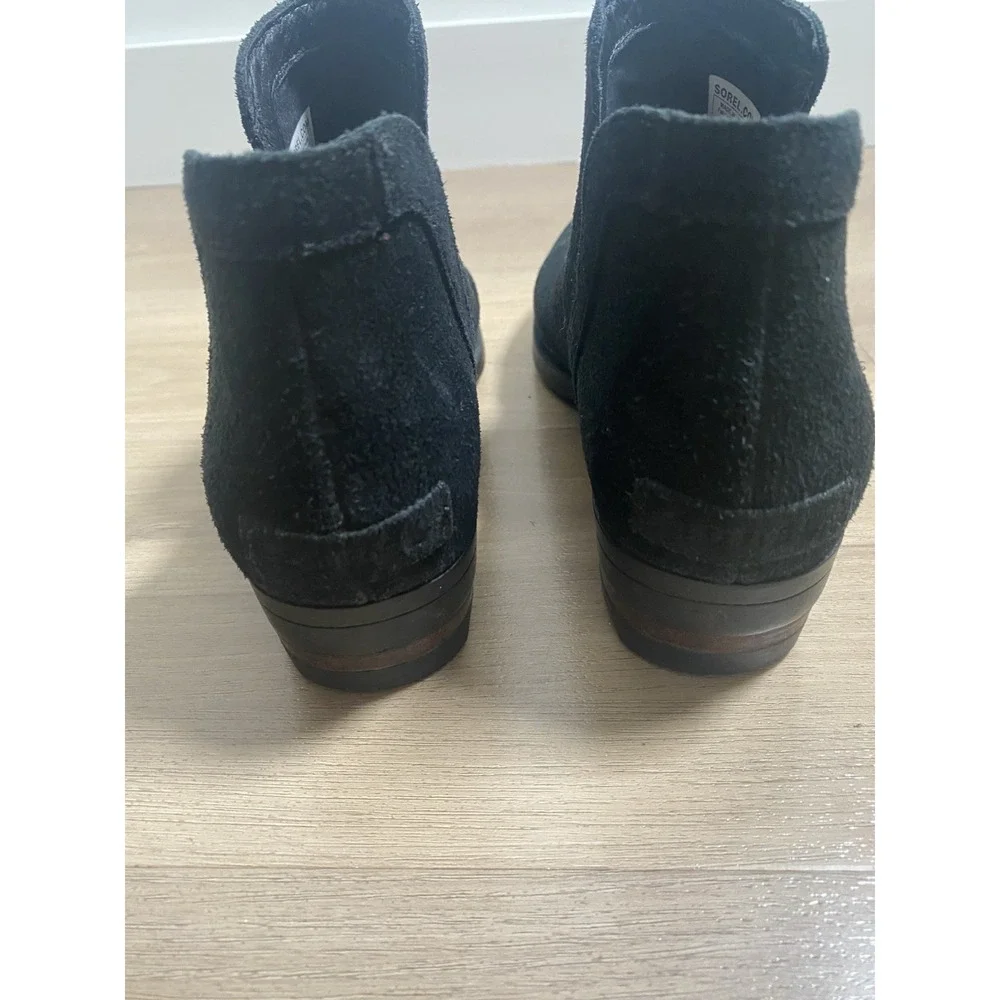 Sorel Lolla‎ Cut Out Ankle Boots Black Suede NL3379-010 Women's 10
